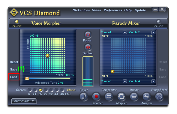 Voice Changer Software Diamond - Select Load command